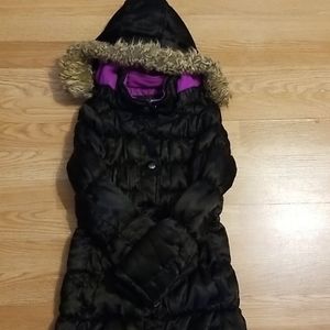 Girls black puffer hooded coat